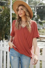 Surplice Half Sleeve T-Shirt Orange-Red Woman T Shirts
