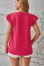 Swiss Dot Ruffled Cap Sleeve T-Shirt Woman T Shirts