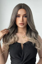 Synthetic long ash blonde wig with dark roots and center part