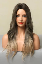 Synthetic long wavy ombre wig with dark roots and blonde ends