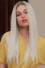 Heat Safe Synthetic Long Straight Platinum Blonde Wig with Dark Roots