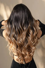 Synthetic long wavy ombre brown blonde wig, heat safe with cap included
