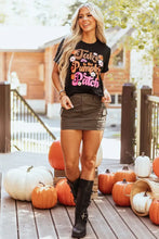 Pumpkin patch black T-shirt with olive green mini skirt set