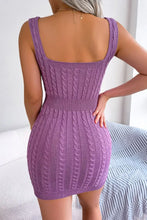 Tan Cable Knit Sleeveless Mini Dress Woman Sweater Dresses