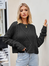 Tan Cable Knit Sweater with Round Neck and Regular Sleeve Length