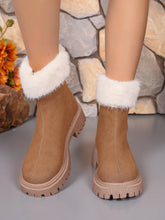 Tan Faux Fur Trim Suede Ankle Boots for Women