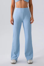Tan High Waisted Flared Yoga Pants for Women Light Blue