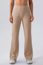 Tan High Waisted Flared Yoga Pants for Women