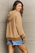 Tan Hooded Zip Up Sweatshirt with Denim Shorts for Women