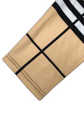 Tan Plaid Dress with Black Belt and Plaid Sleeves Evening Dresses