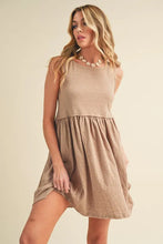 Tan Round Neck Mini Tank Dress
