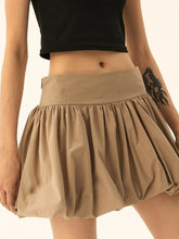 Tan Ruched Bubble Skirt for Women