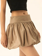 Tan Ruched Bubble Skirt for Women