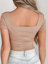 Tan Square Neck Stretch Bodysuit