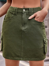 Tan Stretchy Cargo Mini Skirt with Pockets