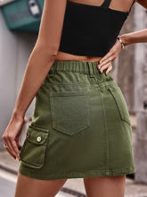 Tan Stretchy Cargo Mini Skirt with Pockets