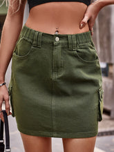 Tan Stretchy Cargo Mini Skirt with Pockets