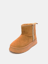 Tan Suede Round Toe Platform Boots for Women