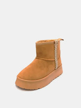 Tan Suede Round Toe Platform Boots for Women Woman Boots