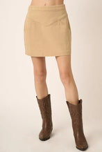 Zipper Back Twill Mini Skirt in Tan