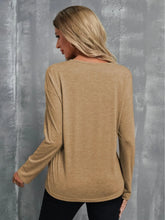 Tan V-Neck Long Sleeve Womens Shirt