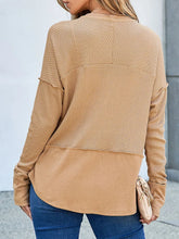 Tan Waffle Knit Long Sleeve Top for Women