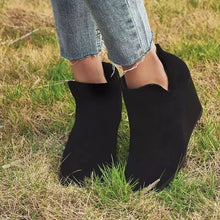 Taupe Suede Wedge Booties with Leopard Print Accents for Women