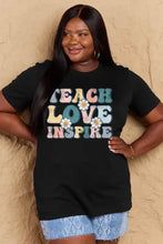 Black oversized teach love inspire t-shirt with pastel florals