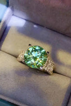 Teal Carat Moissanite Sterling Silver Band Ring with Green Gem and Diamond Accents