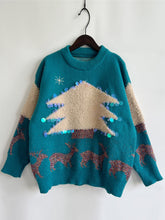Teal Christmas Sweater with Lightning Bolt Sleeves Pullover