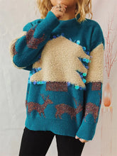 Teal Christmas Sweater with Lightning Bolt Sleeves Pullover Sweater Pullovers