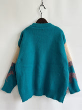 Teal Christmas Sweater with Lightning Bolt Sleeves Pullover