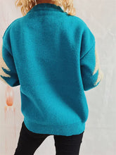 Teal Christmas Sweater with Lightning Bolt Sleeves Pullover Sweater Pullovers
