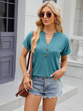 Teal Decorative Button Shirt with Denim Shorts for Women