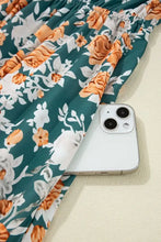 Floral Print Trimmed V Neck Tie Waist Sleeveless Dress Casual Dresses