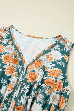 Floral Print Trimmed V Neck Tie Waist Sleeveless Dress Casual Dresses