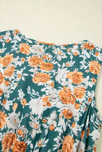 Floral Print Trimmed V Neck Tie Waist Sleeveless Dress Casual Dresses