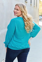 Teal Lantern Sleeve Blouse Basic Bae with Jeans Size Options Woman T Shirts