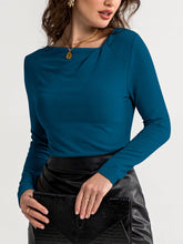 Teal Long Sleeve T Shirt for Women Peacock Blue