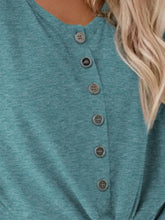 Teal Round Neck Short Sleeve T Shirt for Women Oversized Button Up