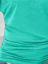 Teal Round Neck Short Sleeve Textured T Shirt for Women
