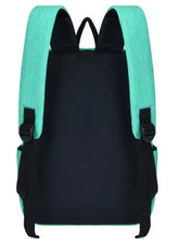 Teal solid color nylon backpack bag with black straps