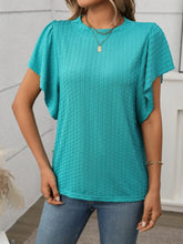 Teal Textured Flutter Sleeve Top for Women