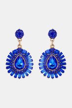 Teardrop Shape Glass Stone Dangle Earrings Royal Blue One Size Earrings