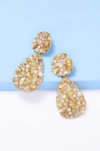 Teardrop shape zinc alloy dangle earrings with gold-toned rhinestones