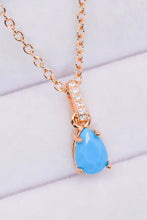 Teardrop Turquoise 4-Prong Pendant Necklace Rose Gold One Size Necklaces