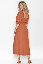 Terracotta Midi Wrap Dress with Cutout in Rayon