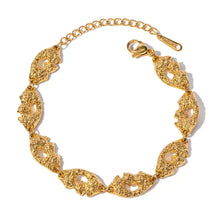 18K Gold-Plated Textured Chain Link Bracelet Bracelets