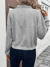 Gray textured knit bomber jacket with subtle herringbone pattern machine wash cold for easy care