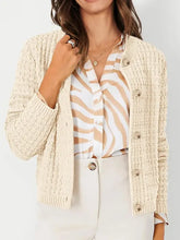 Textured Knit Button-Front Cardigan Apricot Cardigans